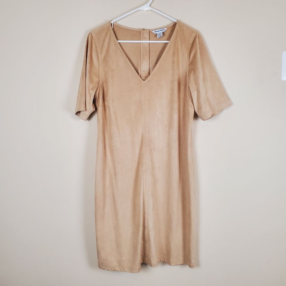 Tommy Bahama Salina Beige Faux Suede Short Sleeve Dress Size large